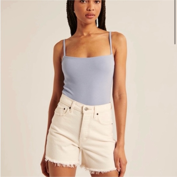 White Abercrombie Ribbed Open Back Bodysuit - Picture 4 of 5